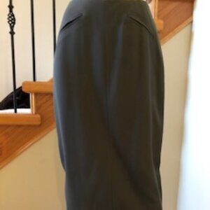 JAX Vintage Pure 100% Virgin Wool Lined Hi Waisted Maxi Skirt Grey Size 8